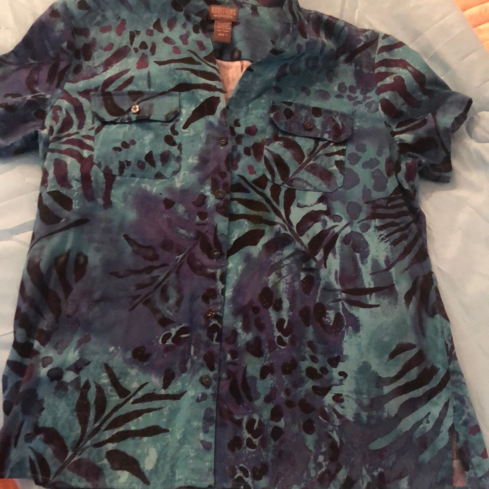 Additions by Chico's Vibrant Blue and Purple Blouse